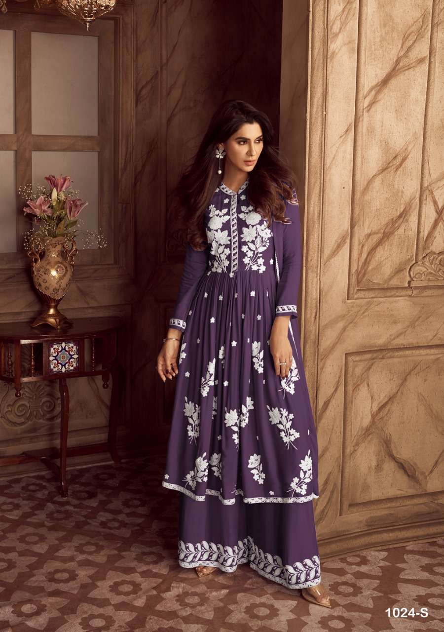 LAKHNAVI VOL 4 NEW COLOR HEAVY REYON LAKHNAWI WORK KURTI WITH PLAZZO AND DUPATTA BY S3FOREVER BRAND 1024 S